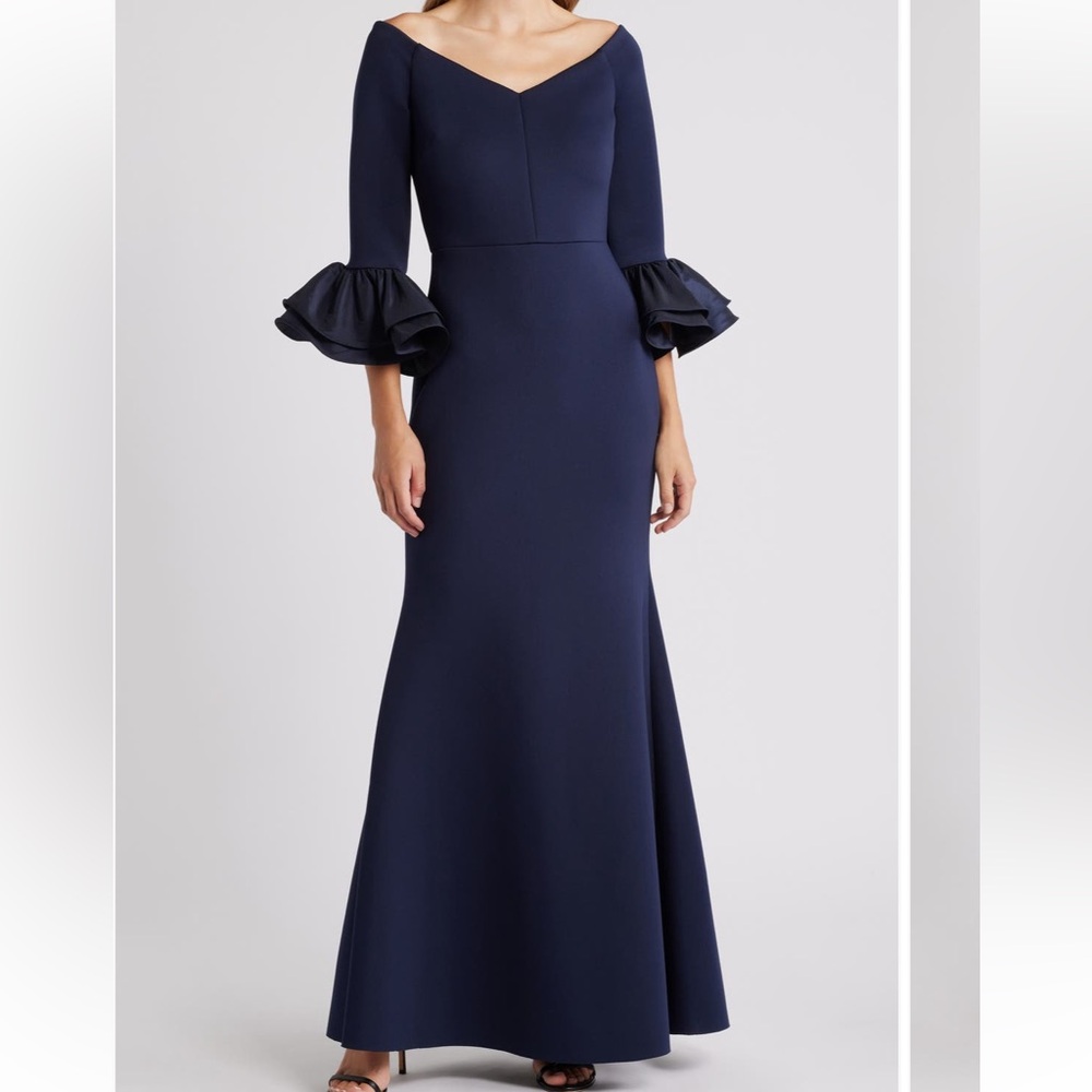 Eliza J Bell Sleeve Mermaid Gown